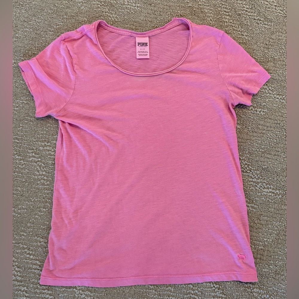PINK Victoria's Secret Fitted Pink Short Sleeve T-Shirt